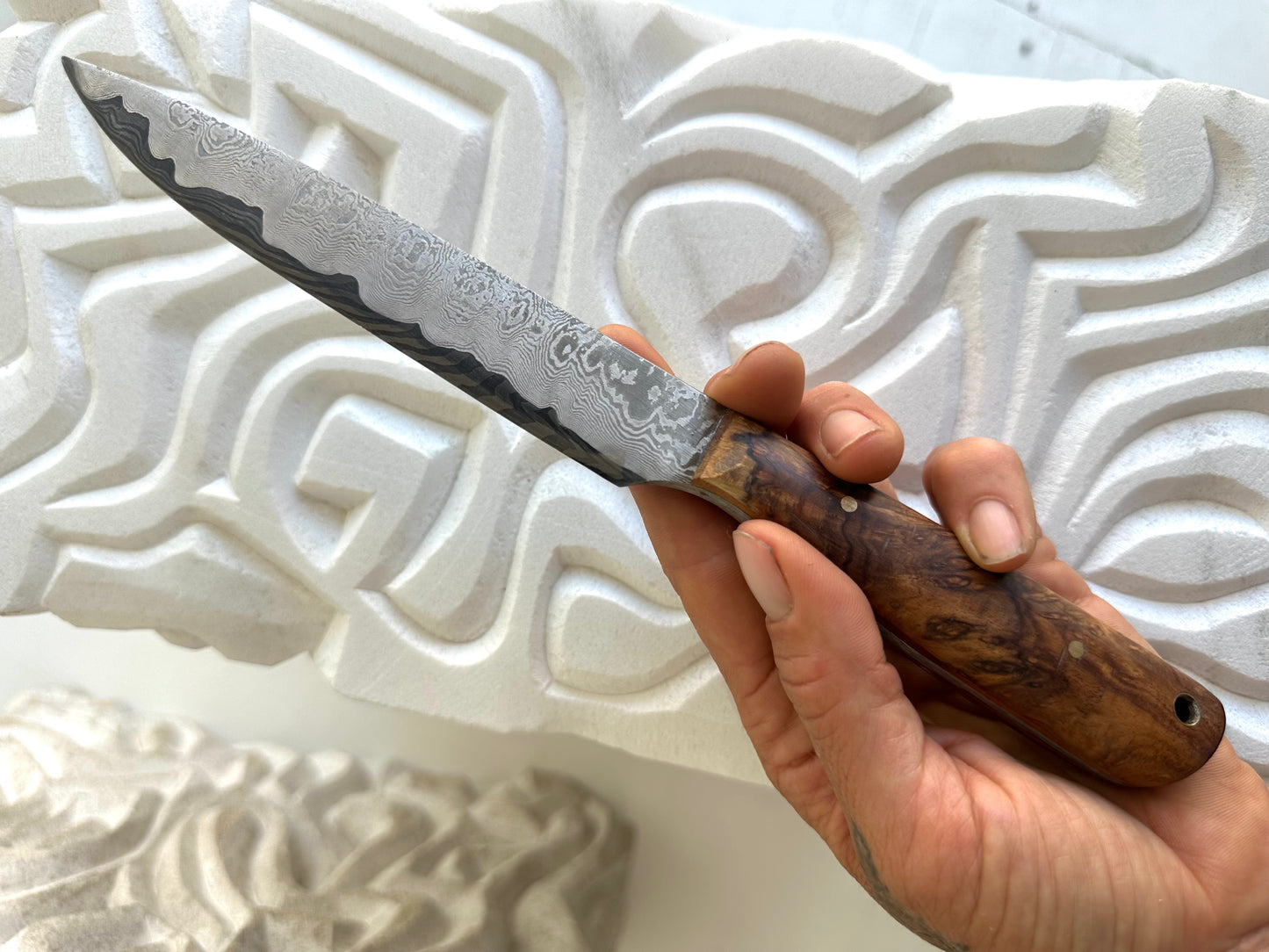 Damascus Knife and Sheath