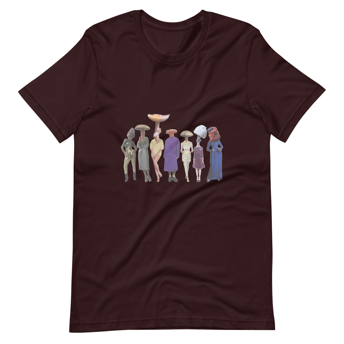 A gathering of Mushroom Women, unisex staple t shirt oxblood black