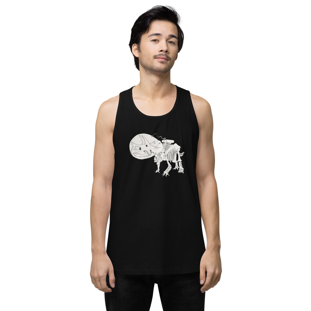 Space Triceratops Tee, mens premium tank top black