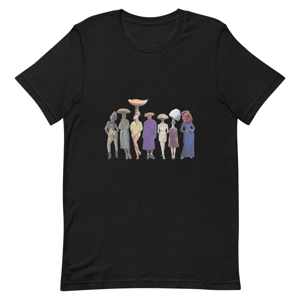 A gathering of Mushroom Women, unisex staple t shirt black heather