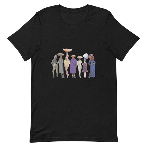 A gathering of Mushroom Women, unisex staple t shirt black heather
