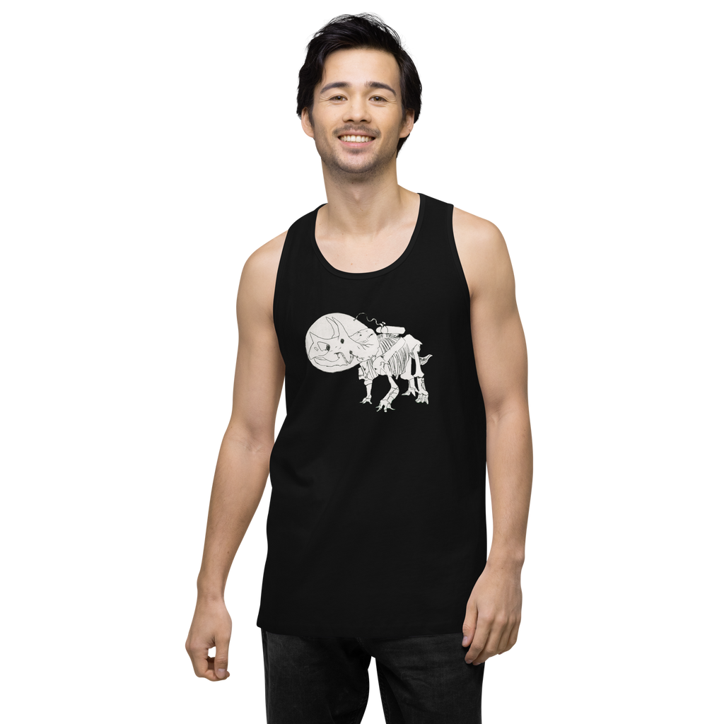 Space Triceratops Tee, mens premium tank top black