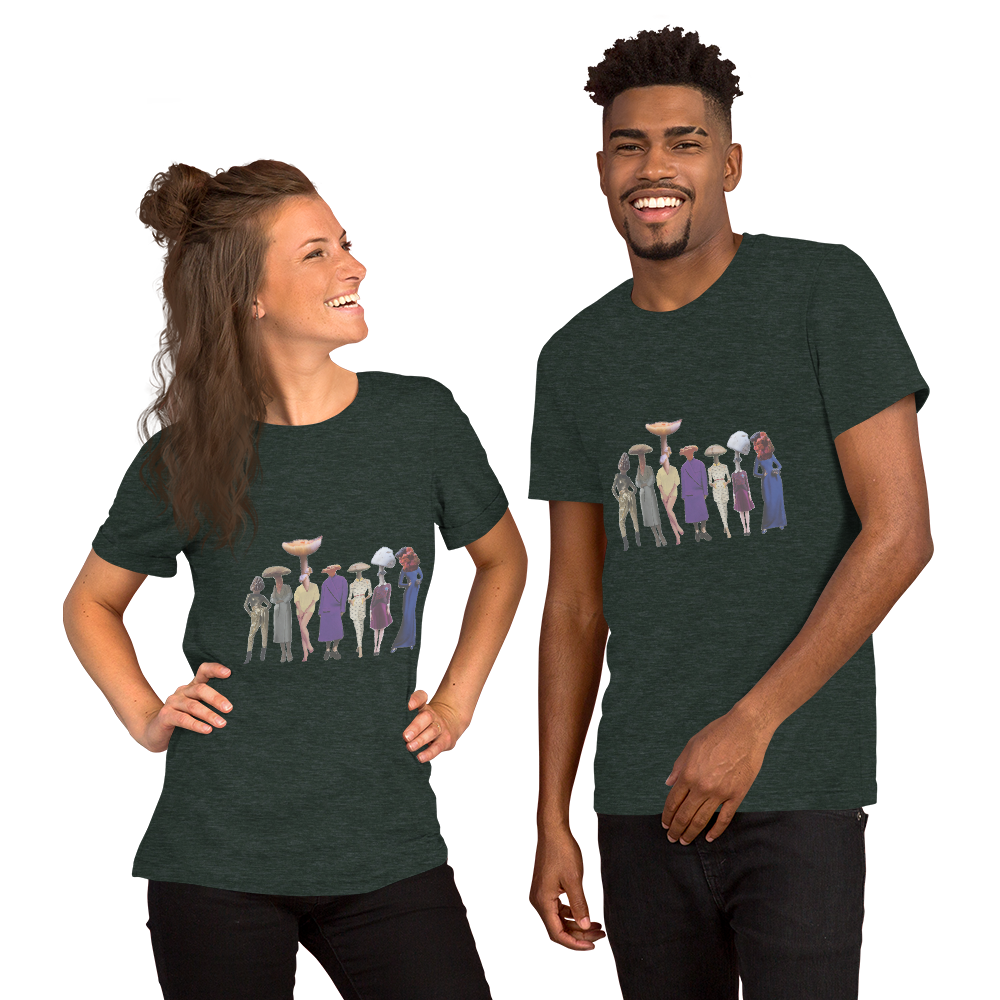 A gathering of Mushroom Women, unisex staple t shirt heather forest
