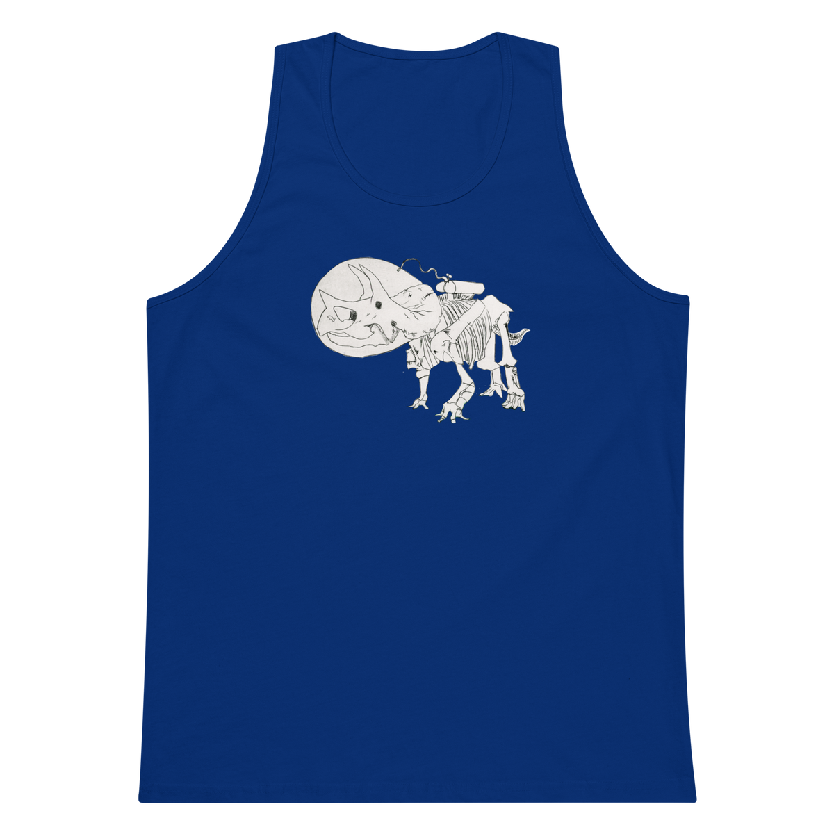 Space Triceratops Tee, mens premium tank top team royal