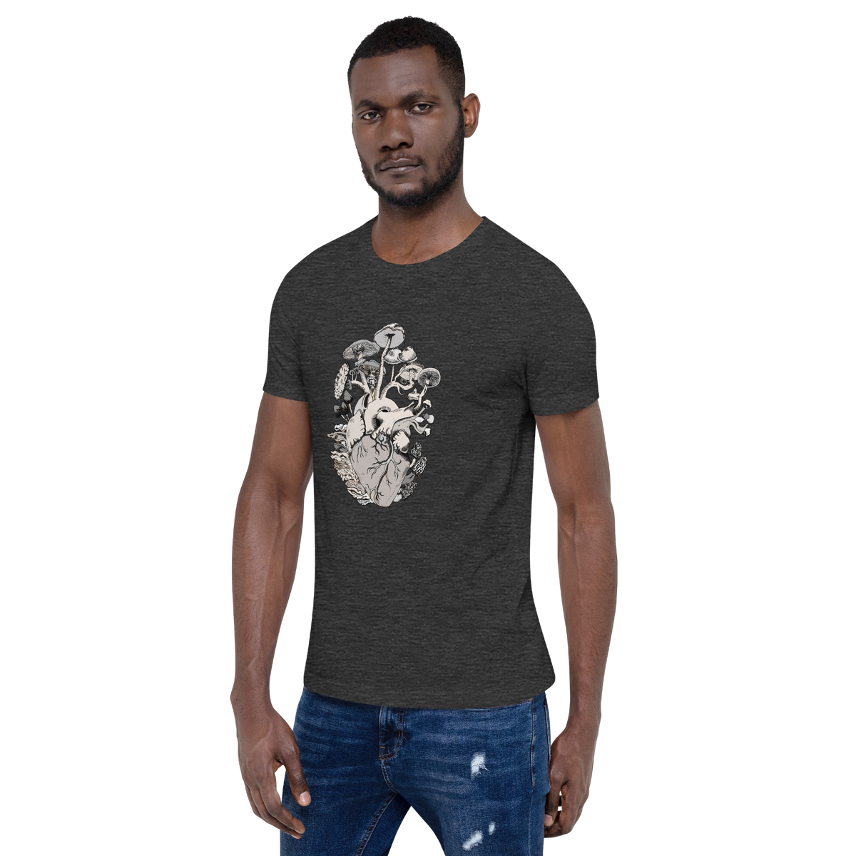 Fruiting Heart, unisex staple t shirt dark grey heather left