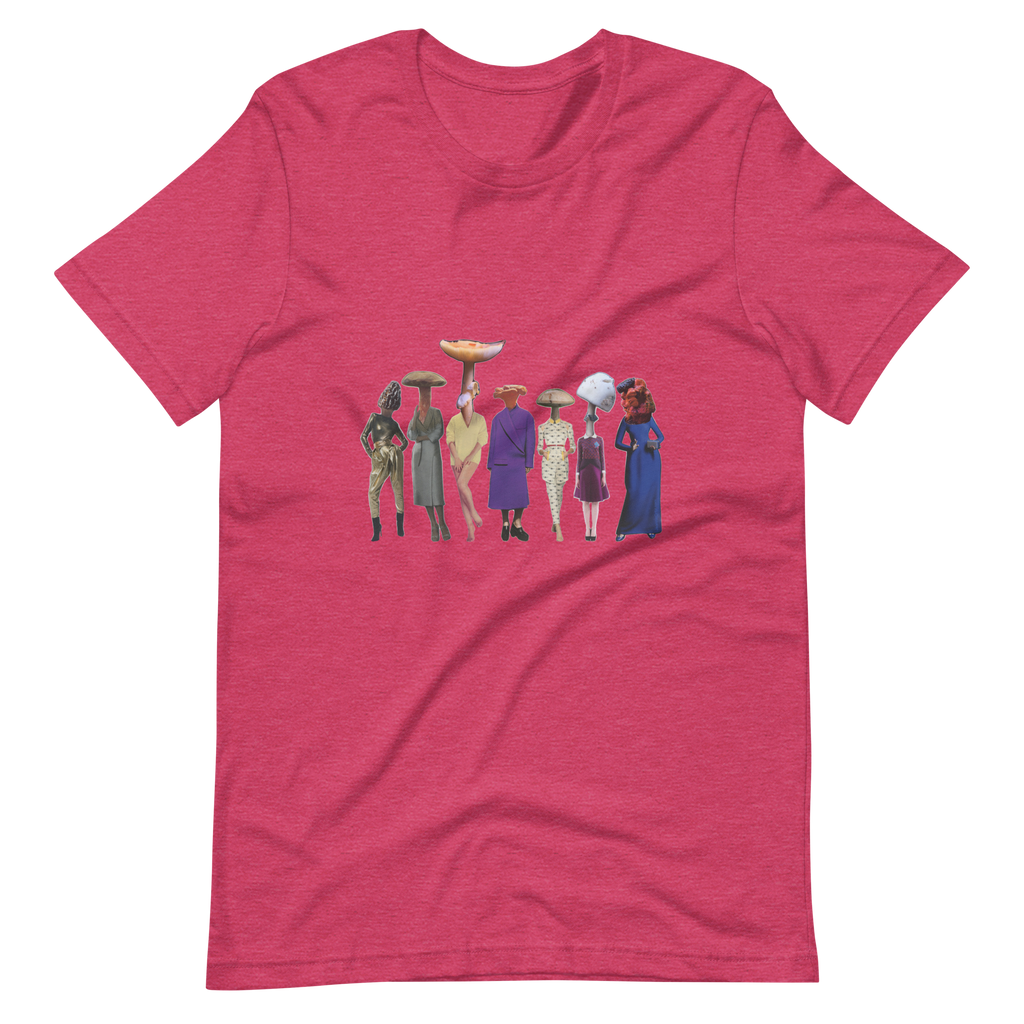 A gathering of Mushroom Women, unisex staple t shirt heather raspberry