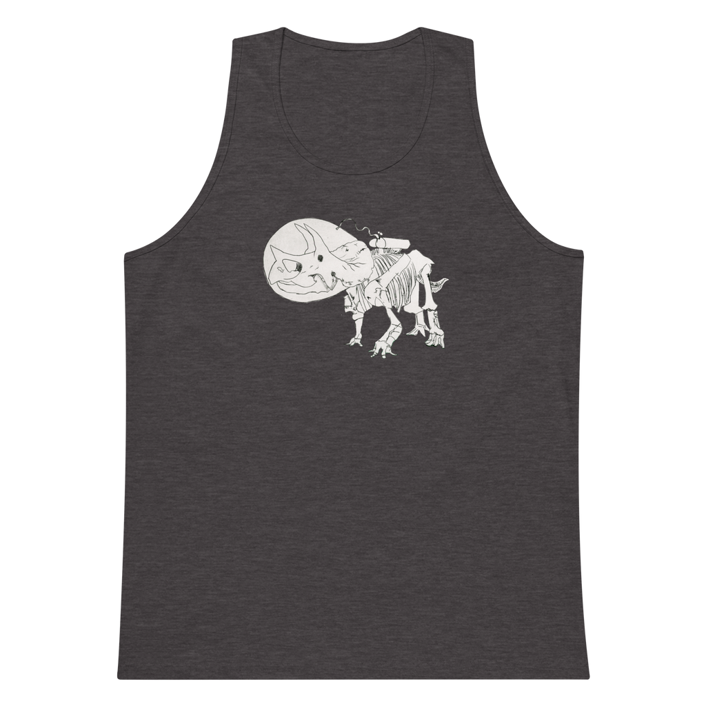 Space Triceratops Tee, mens premium tank top charcoal heather