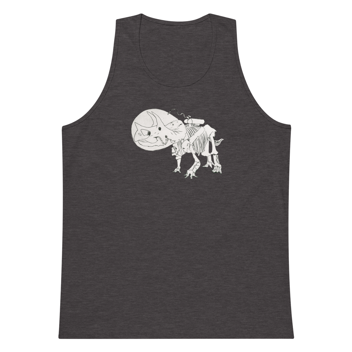 Space Triceratops Tee, mens premium tank top charcoal heather