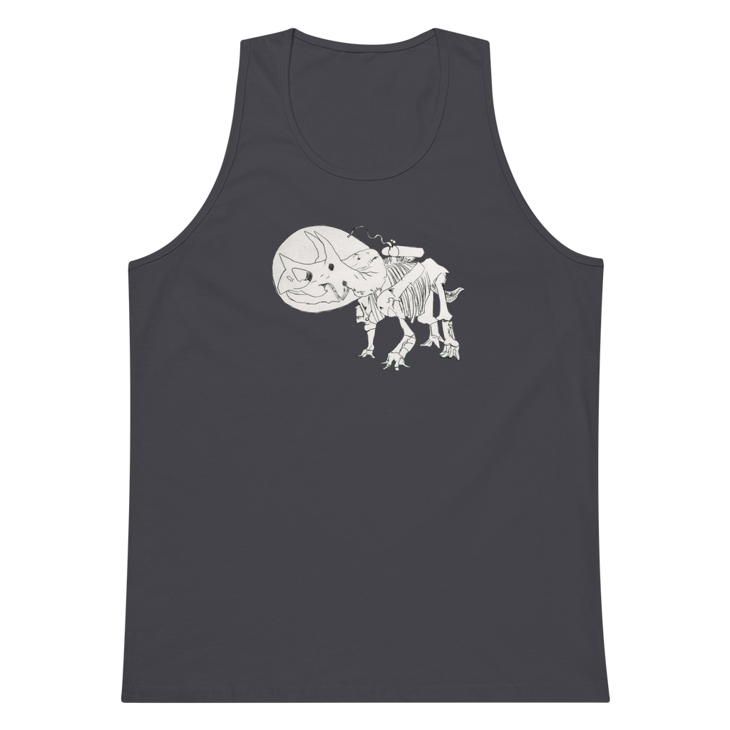 Space Triceratops Tee, mens premium tank top navy