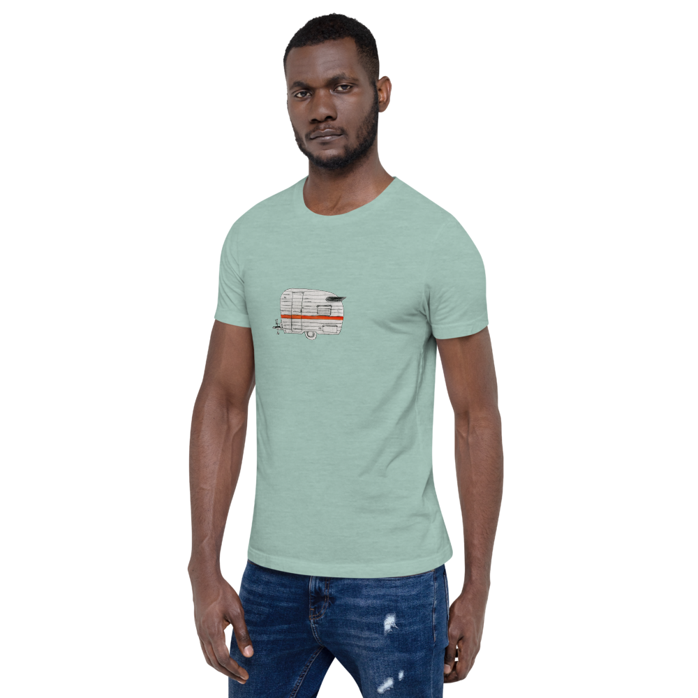 Teardrop Tee, unisex staple t shirt heather prism dusty blue left