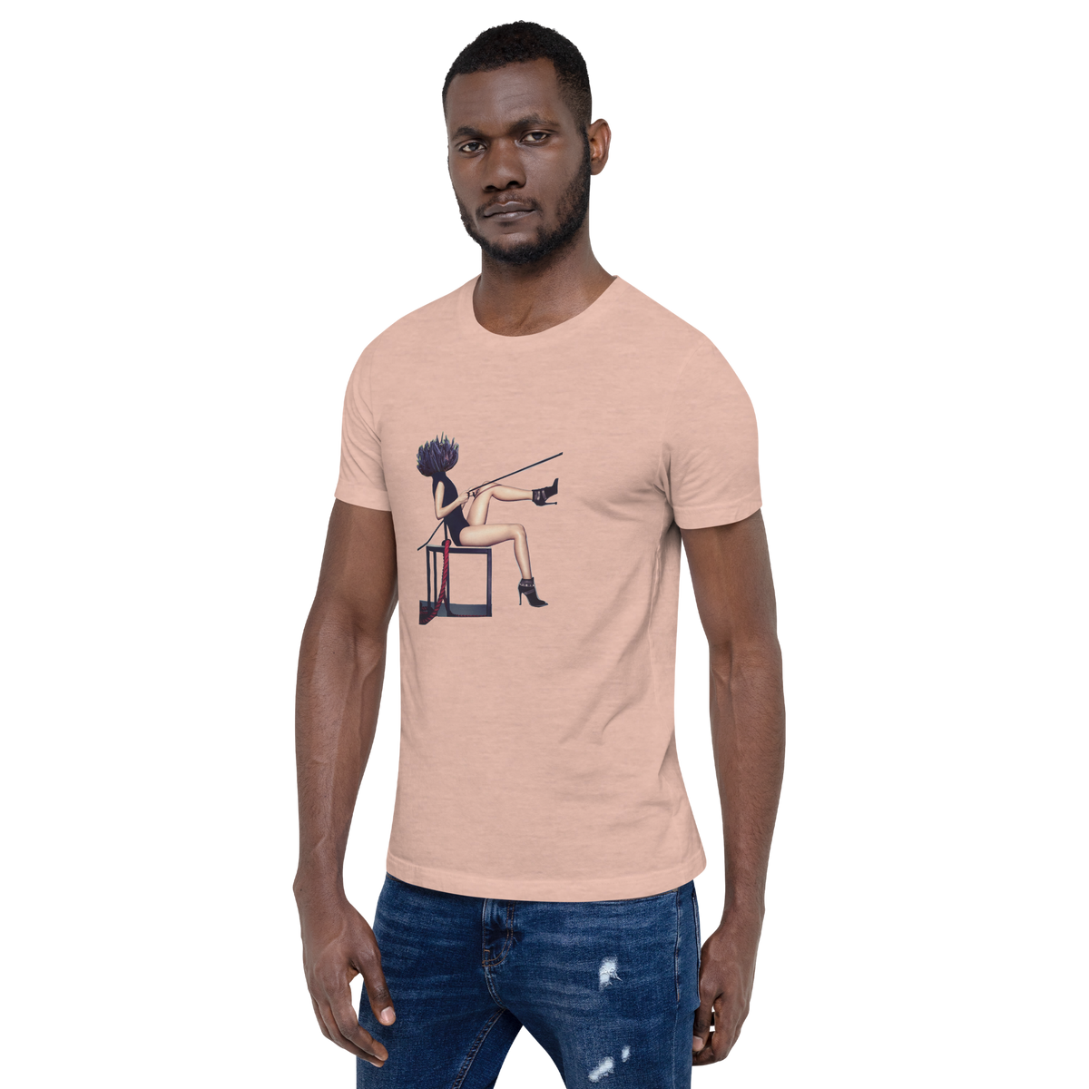 Purple Fairy Club Coral Mushroom Woman, unisex staple t shirt heather prism peach left