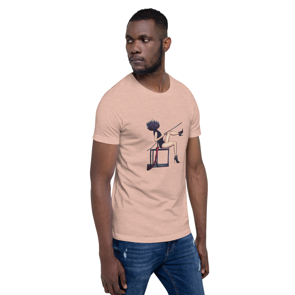Purple Fairy Club Coral Mushroom Woman, unisex staple t shirt heather prism peach right