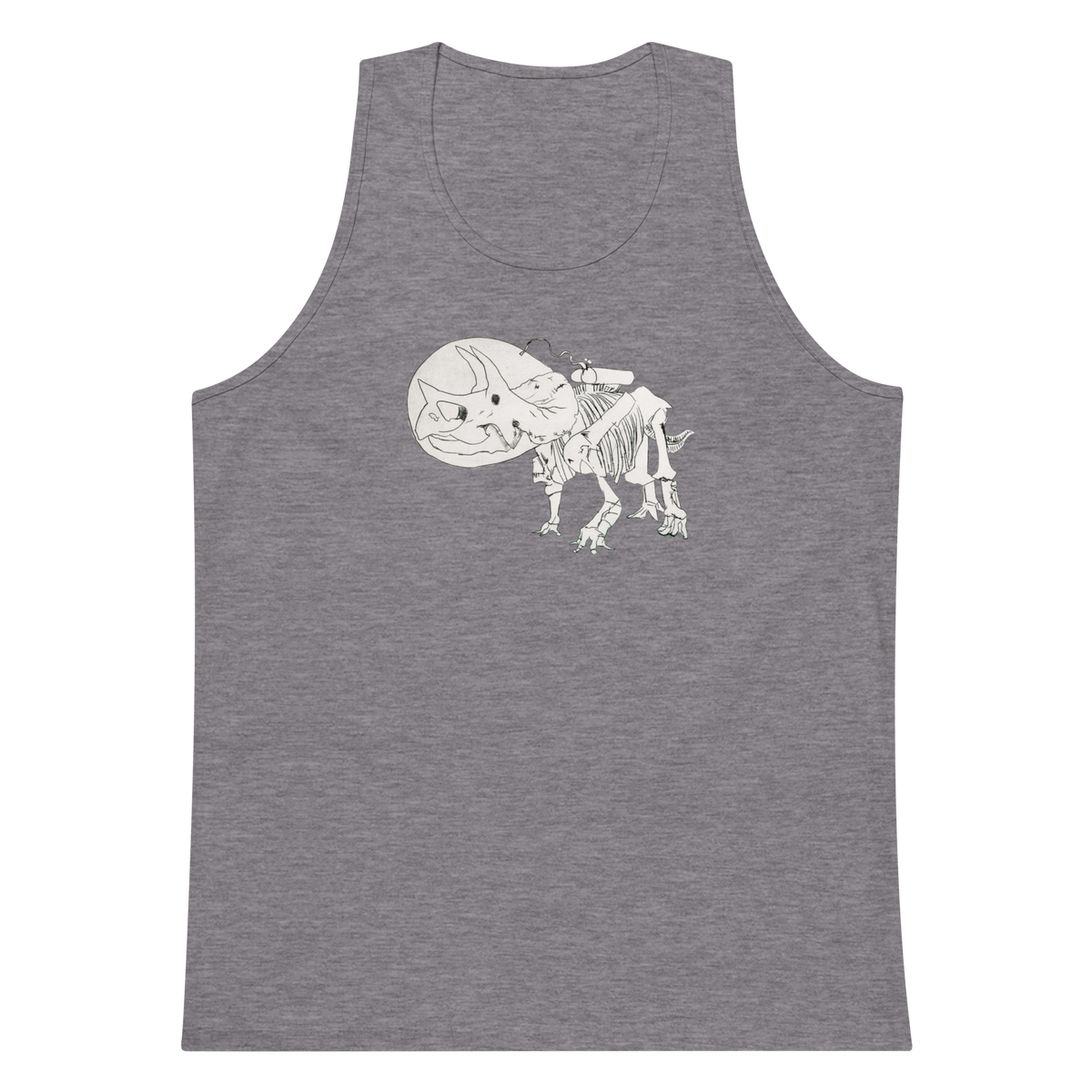 Space Triceratops Tee, mens premium tank top athletic heather