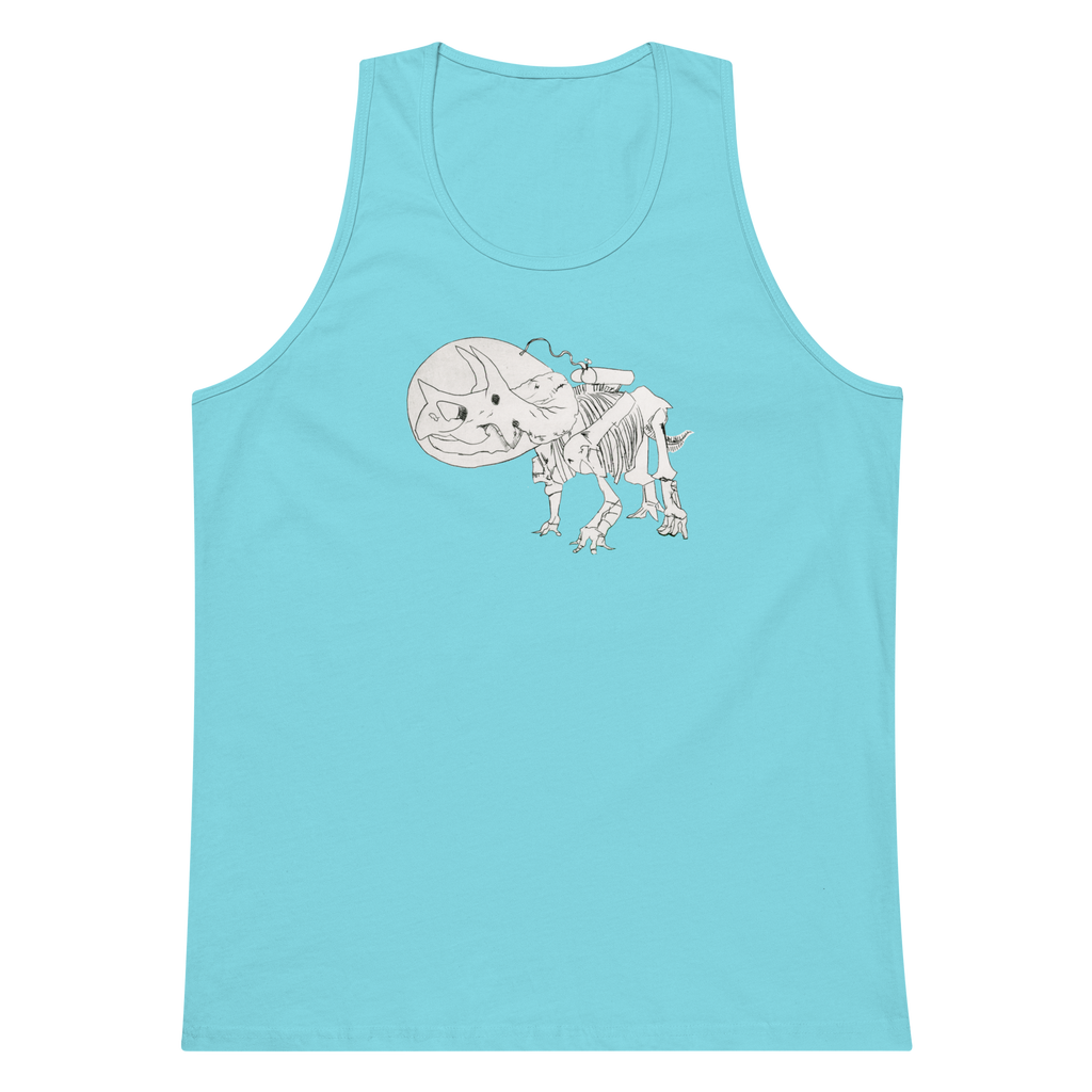 Space Triceratops Tee, mens premium tank top pacific blue