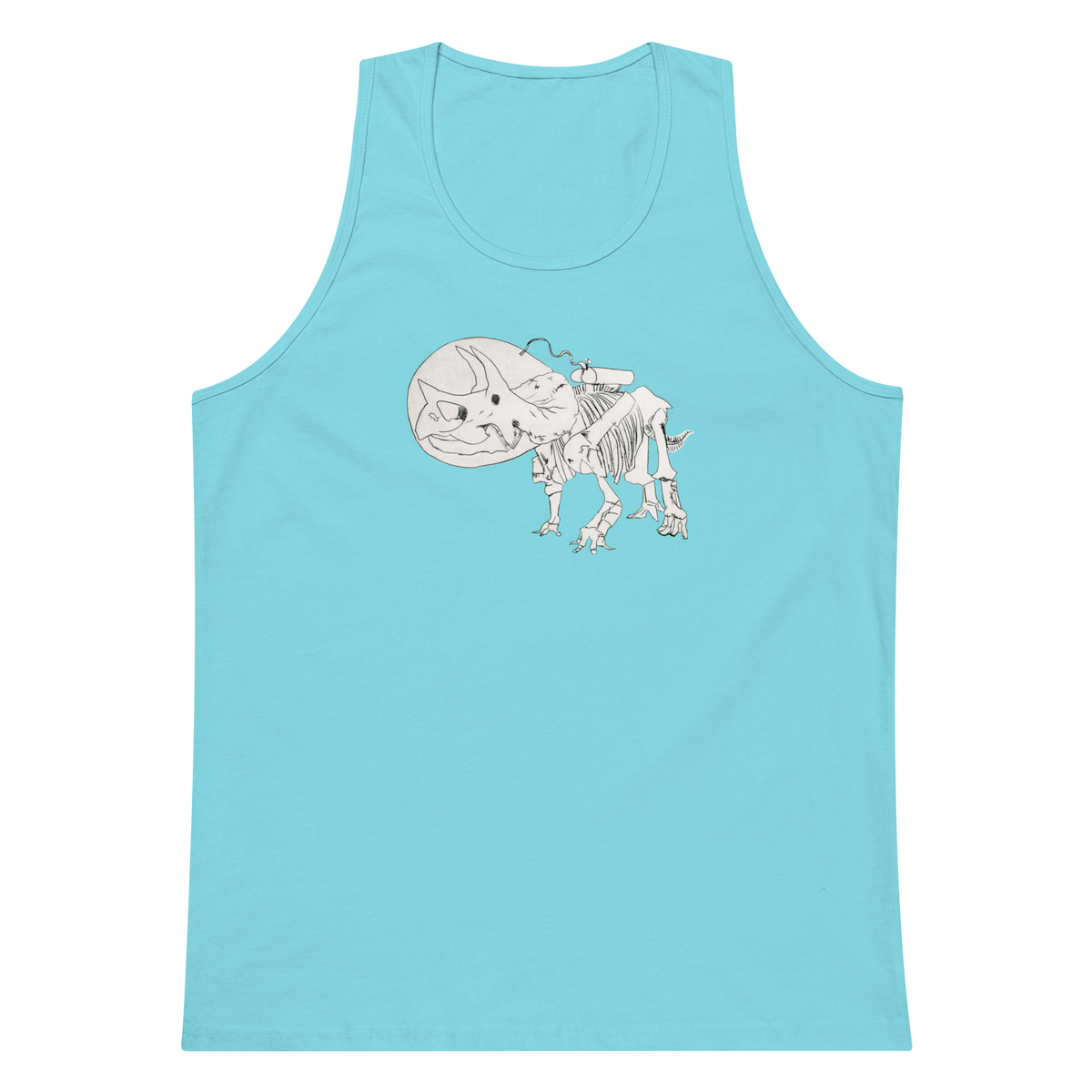 Space Triceratops Tee, mens premium tank top pacific blue