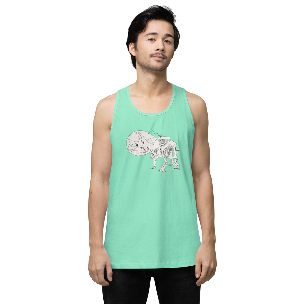 Space Triceratops Tee, mens premium tank top mint