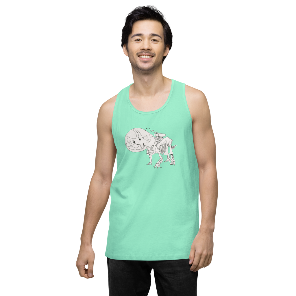 Space Triceratops Tee, mens premium tank top mint
