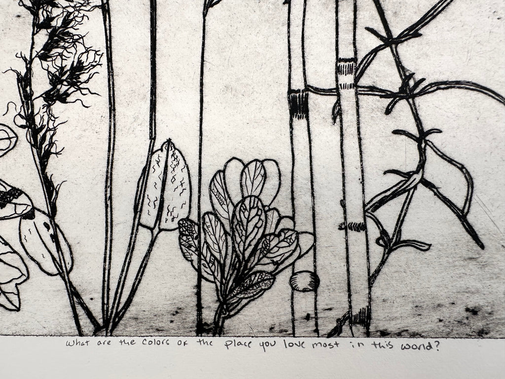 What are the colors of the place you love most in the world? - an intaglio print