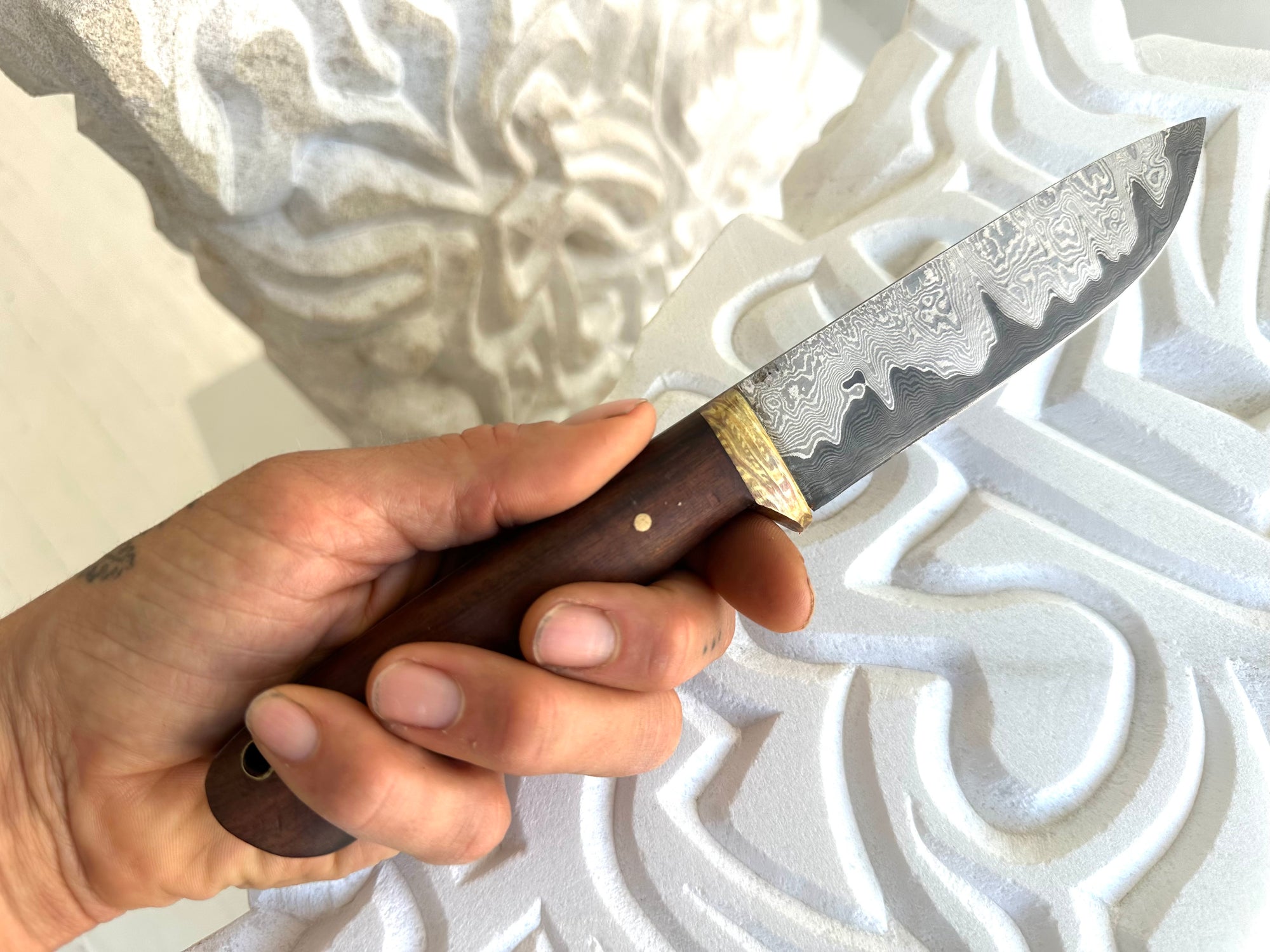 Damascus Knife & Sheath