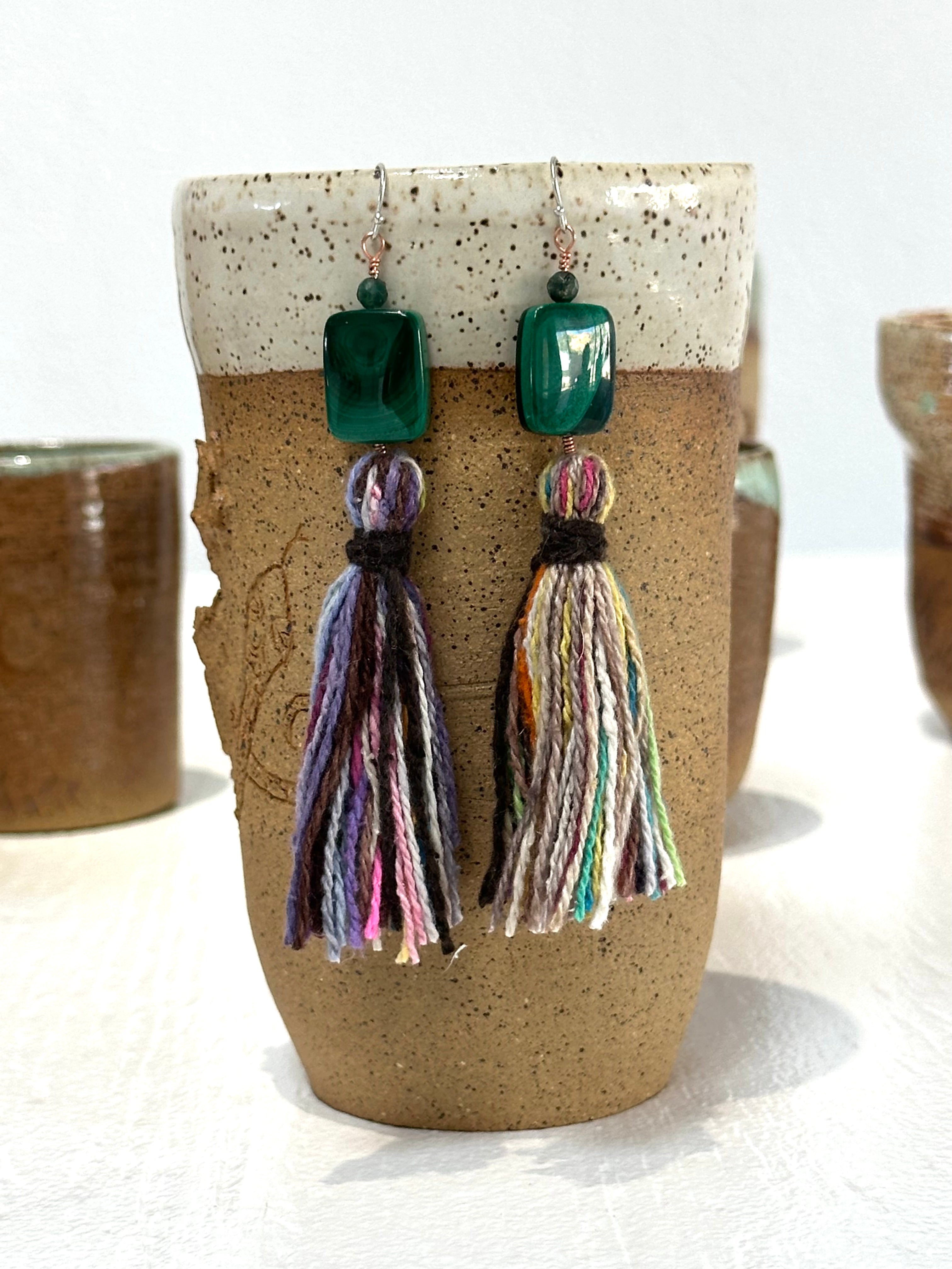 Malachite, Moss Agate & Raw Silk