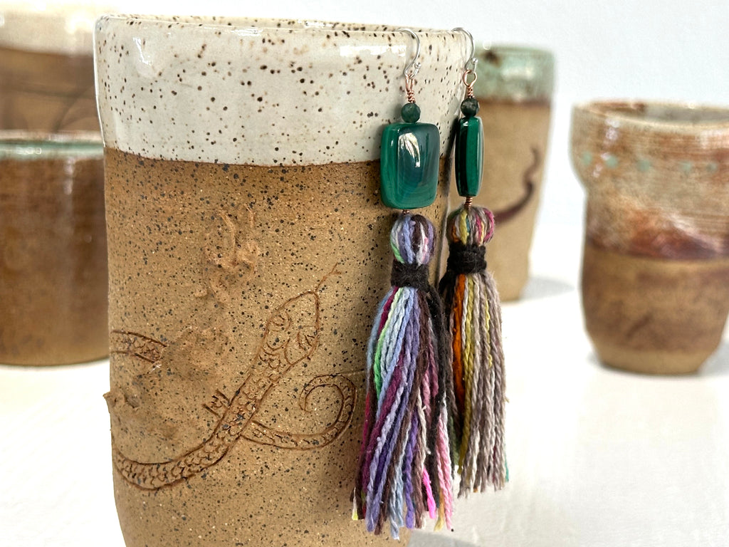 Malachite, Moss Agate & Raw Silk