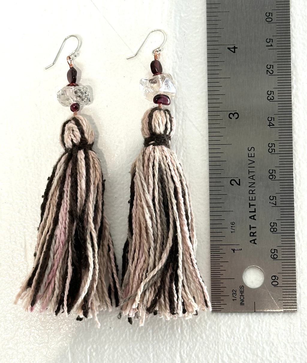 Tibetan Quartz, Garnet & Raw Silk