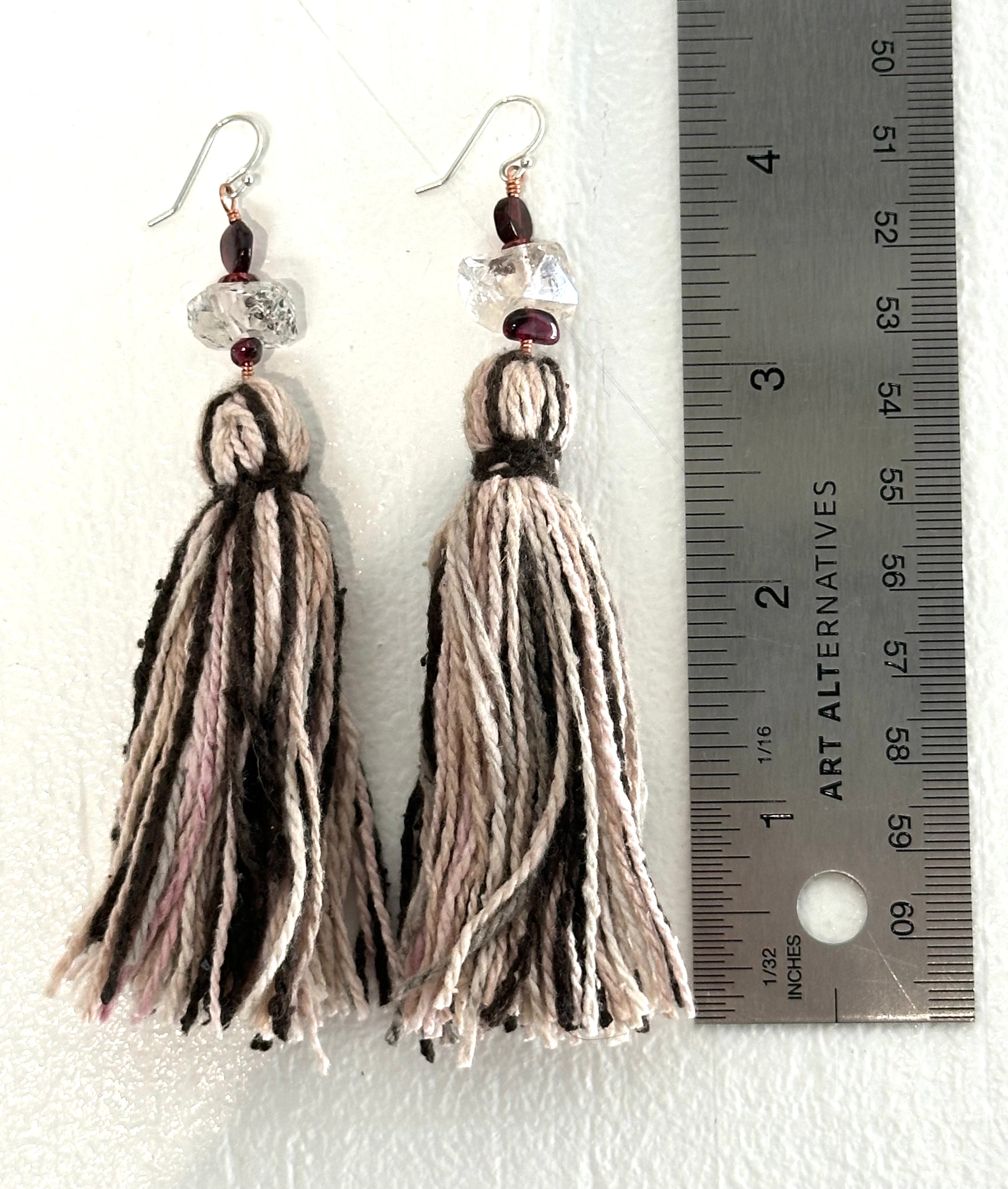 Tibetan Quartz, Garnet & Raw Silk