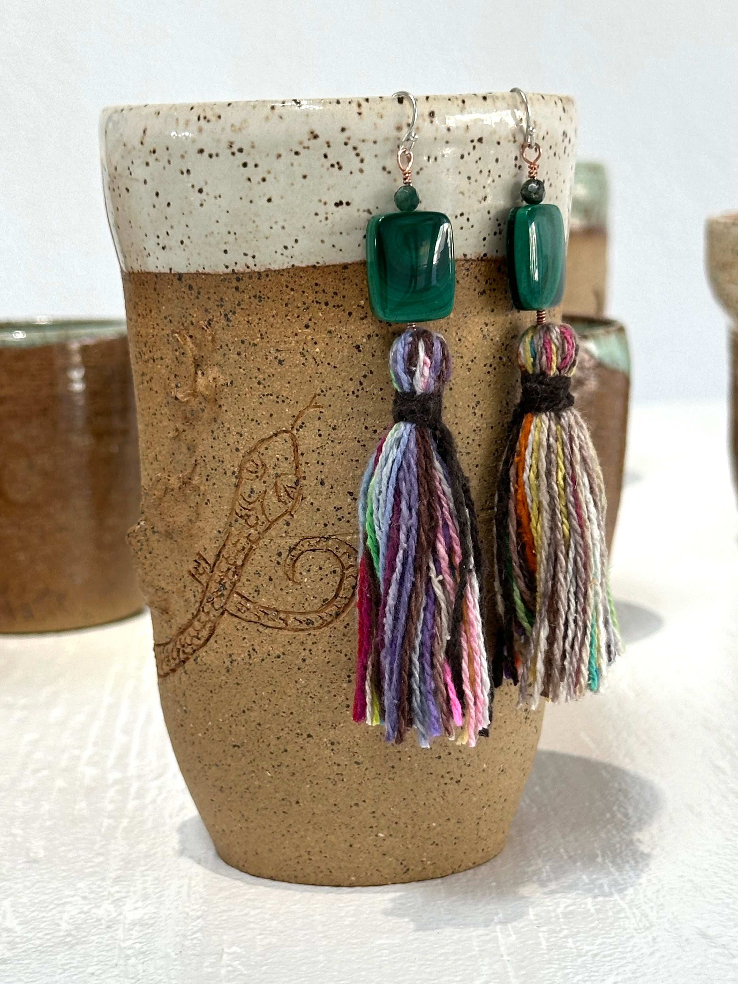 Malachite, Moss Agate & Raw Silk