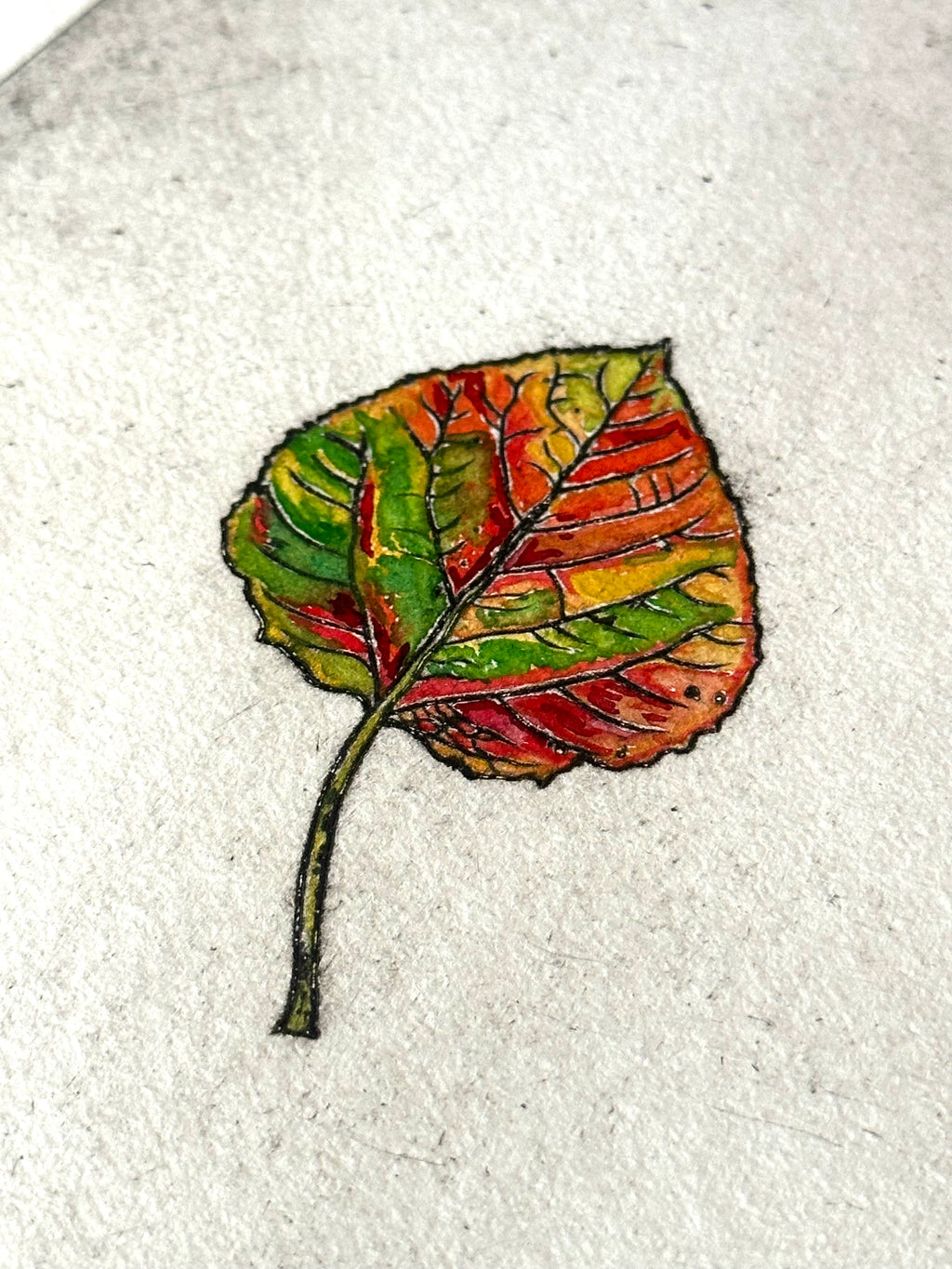 Aspen Leaf - a painted intaglio print