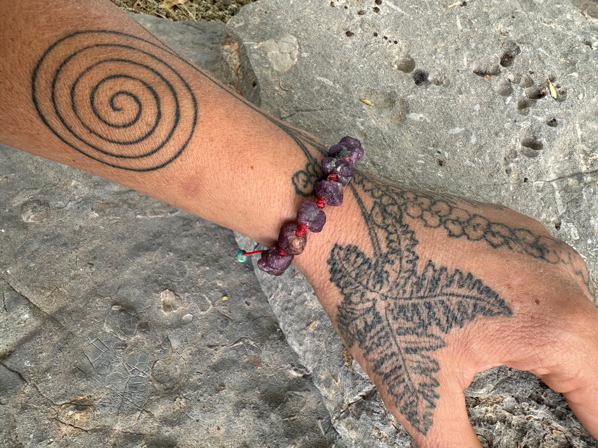 Raw ruby bracelet - for Robyn