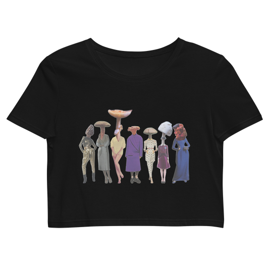 A gathering of Mushroom Women Organic Crop Top