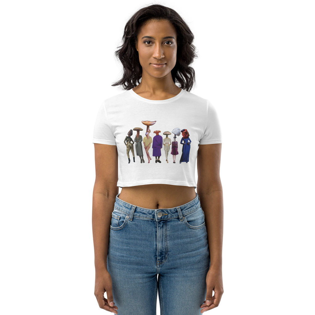 A gathering of Mushroom Women Organic Crop Top