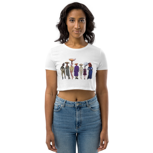 A gathering of Mushroom Women Organic Crop Top