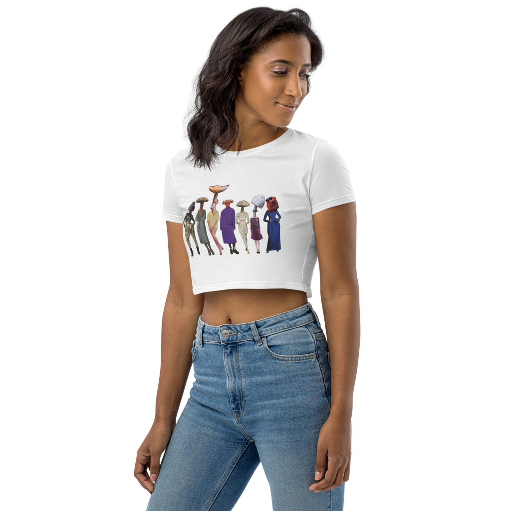 A gathering of Mushroom Women Organic Crop Top